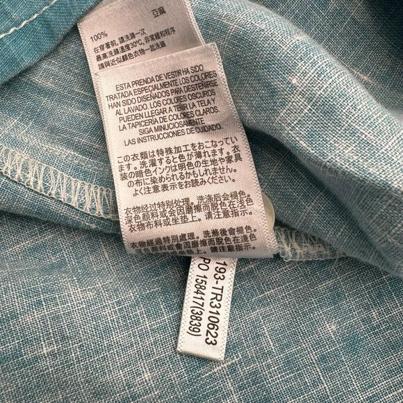 TOMMY BAHAMA | Men's XXL Teal Blue 100% Linen New Sea Glass Breezer Shirt - Picture 13 of 14